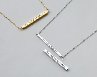 Personalized Bar Necklace, Double Bar Necklace, Name Necklace, Custom Necklace, Birthday Gift, Gift for her,Friendship Necklace