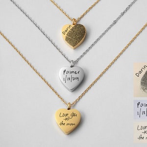 Urn Necklace for Human Ashes, Custom Cremation Necklace with Handwriting Fingerprint, Memorial Necklace, Cremation Jewelry, Ashes Necklace