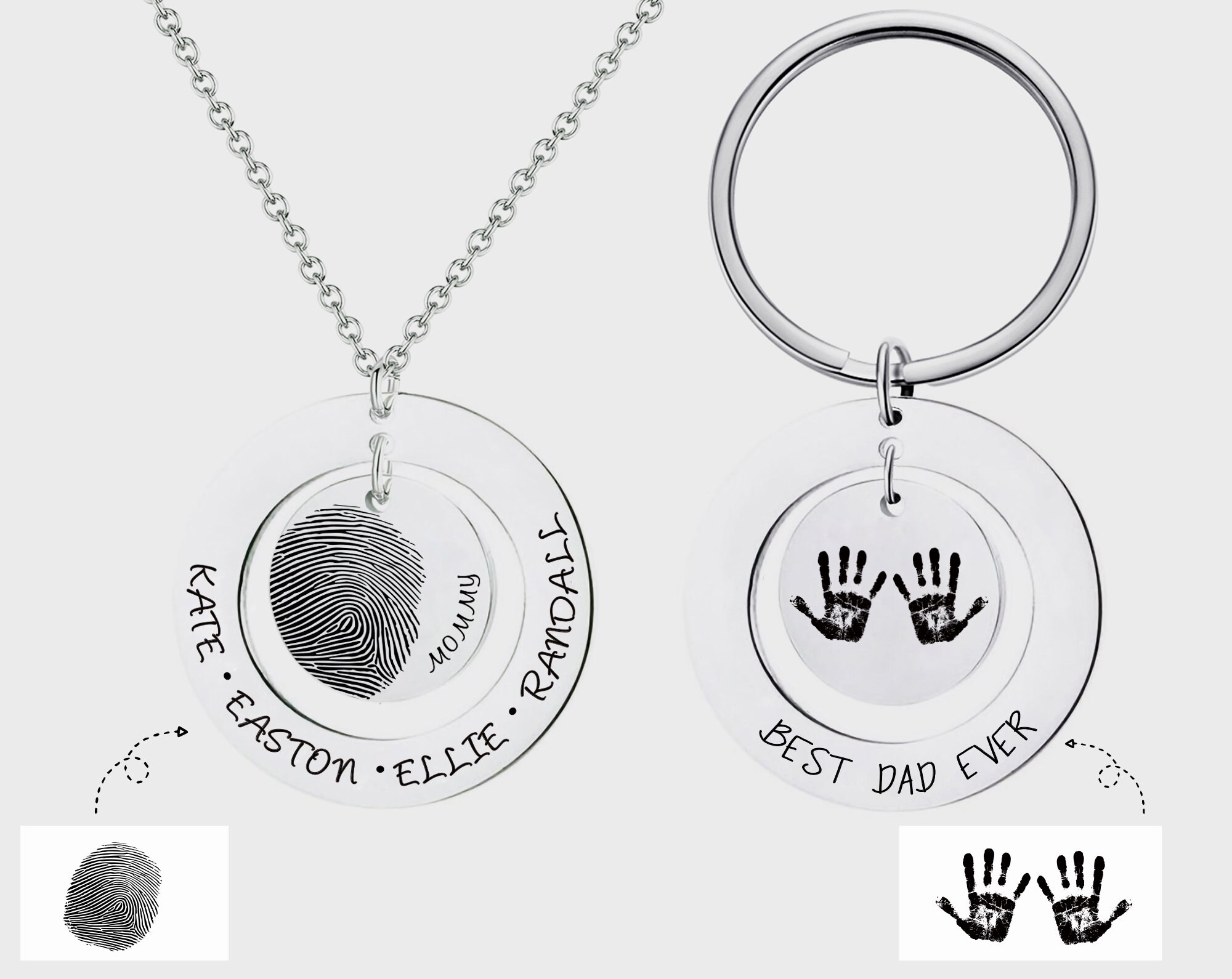 Actual Fingerprint Necklace Memorial Fingerprint Necklace Etsy