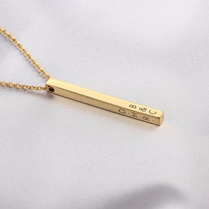 Personalized 4 Sides Bar Necklace, Roman Numerals Necklace, Mother&#39;s Day Gift , Initials Name Bar Necklace, Personalized Bar, Gift for Mom