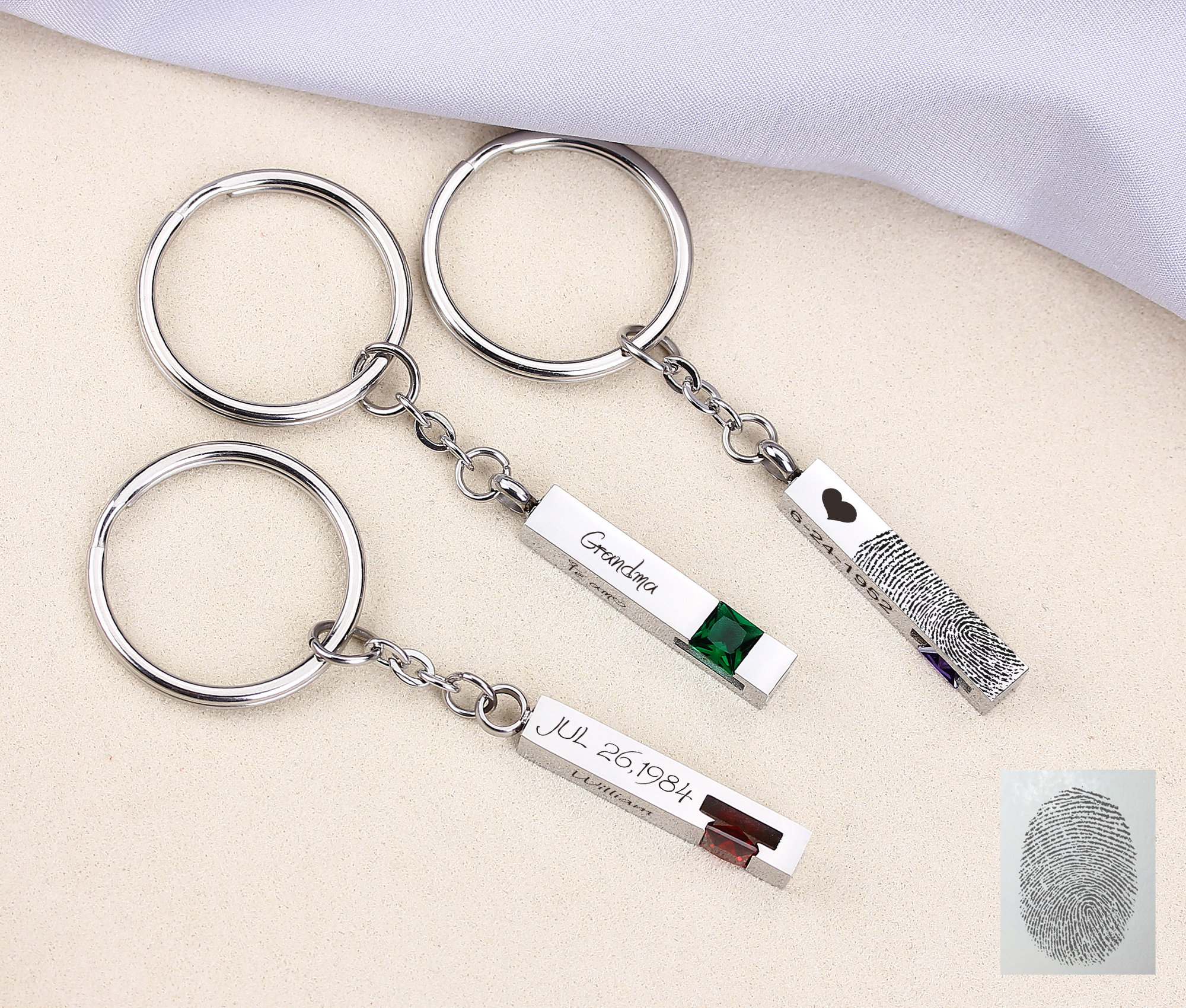 Urn Bar Keychain, Personalized Cremation Jewelry Keychain, Ashes Birthston Keychain, Handwriting Keyring, Custom Name Memorial Keychain