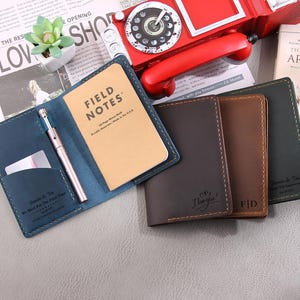 Personalized Leather Cover for Field notes 3.5&quot;x5.5&quot;  refillable Leather notebook Cover, Leather Pocket Notebook, Christmas Gift,
