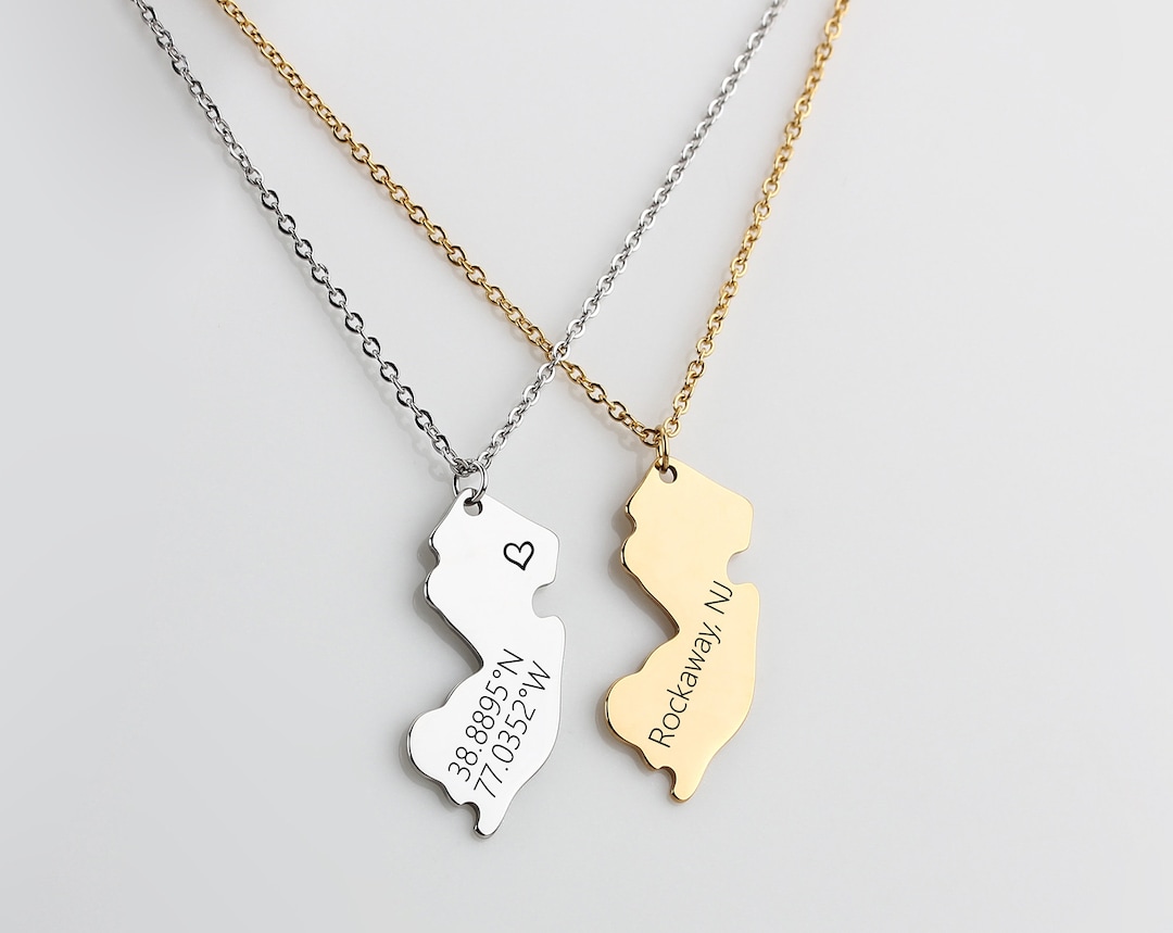 New Jersey Girl Necklace, Silver New Jersey State Charm Necklace, Jersey Girl Gift, Gift for Her