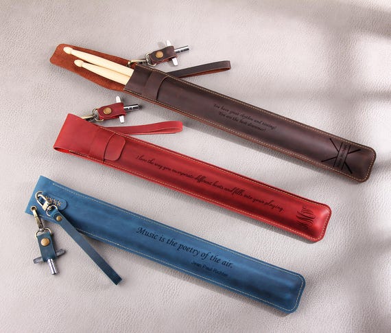 Personalized Leather Drumstick Case, Drumstick Sleeve, Drum Accessories, Leather Drumstick Holder for Musician,Gift for Drummer,Gift for Him
