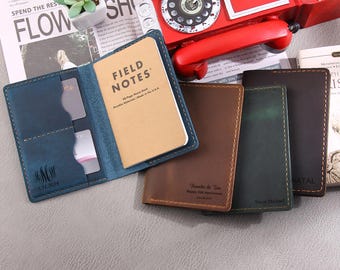 Personalisierte Leder Journal Cover, handgemachte Leder Journal Cover für 3,5 "x5,5" Field Notes Journal, benutzerdefinierte Ledertasche