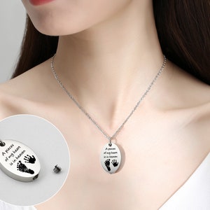 Personalized Cremation Urn Necklace for Ashes, Signature Memorial Necklace, Fingerprint Handwriting Necklace,  Jewelry for Human or Dog Pets