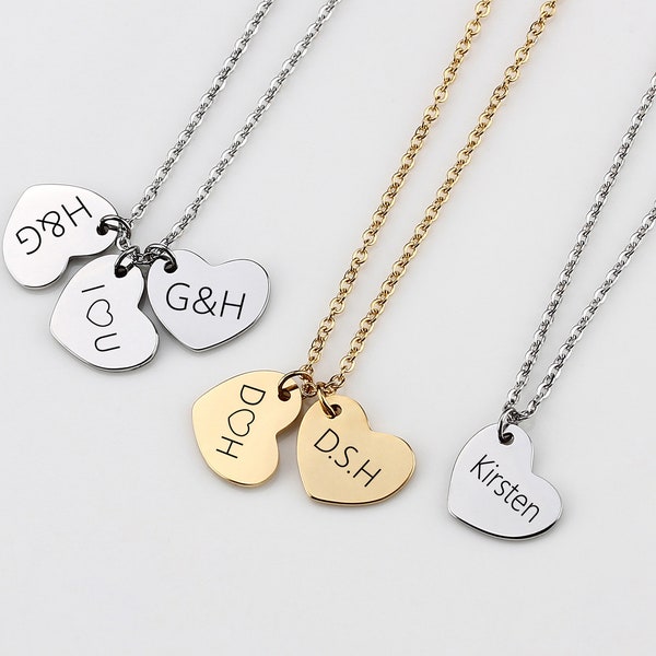 Customized Heart Necklace, Personalized Heart Necklace, Mommy Necklace, Initial Name heart Necklace, Mother's Gift