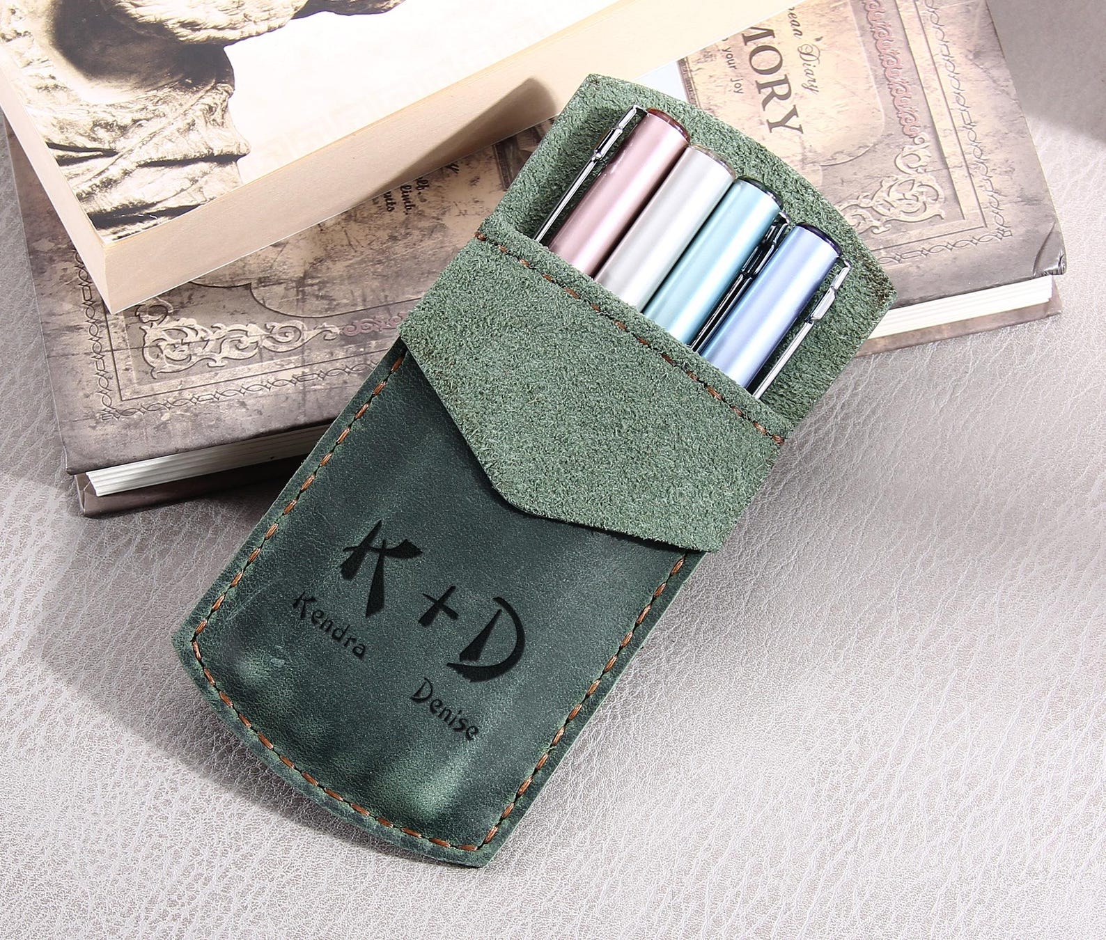 Personalized Pocket Protector, Pencil Case, Leather Pen Pouch, Fountain ...