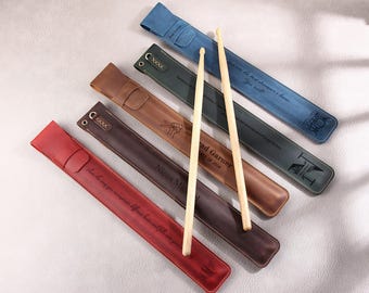 Personalized Leather Drumstick Case, Custom Leather Drumstick Holder for Musician, Custom Gift for Drummer,Drumstick Sleeve,Christmas Gift