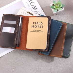 Personalized leather Cover for Pocket Size 3.5&quot;X5.5&quot; field Notes Notebook, Personalized Gift Refillable Pocket Cover, Leather Journal Cover