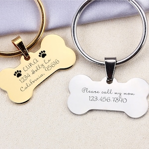 Dog Tag, Dog Tags, Dog Tags for Dogs, Personalized Dog Tag, Pet Tag, Dog ID Tag, Dog Collar, Double Sided Customized Tag, Microchip