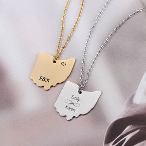 State Charm Ohio Necklace, Personalized Jewelry State Charms, Ohio State Necklace, State Necklace, Gold Ohio, Silver Ohio Charm