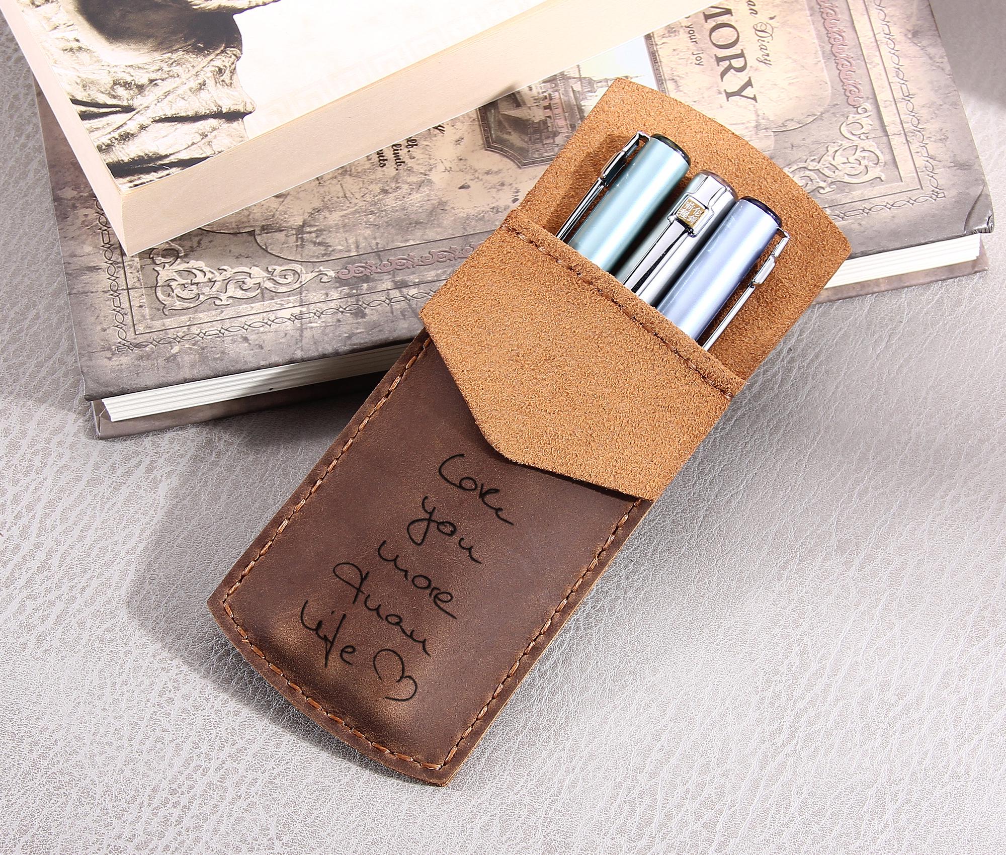 Personalized Pocket Protector, Pencil Case, Leather Pen Pouch, Fountain ...