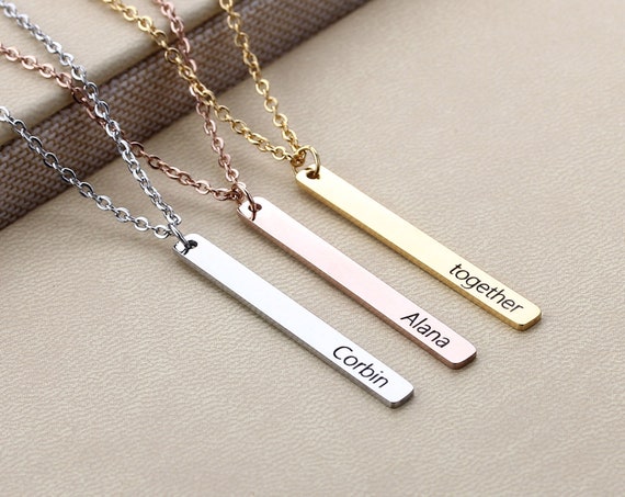 Custom Initial Bar Necklace Personalized Necklace Bar Necklace
