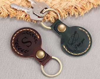 Personalized Leather Ring Holder Keychain, Custom Wedding Ring Case, Jewelry Ring Case Keyfob, Customized Women's Earrings Case Bag