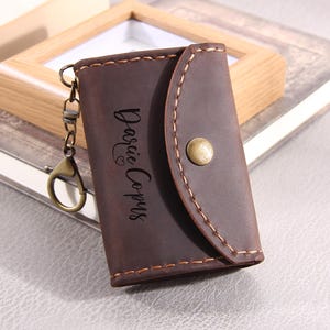 Tarjetero de cuero minimalista personalizado, monedero, billetera pequeña de cuero minimalista personalizada, regalo para hombres y mujeres.