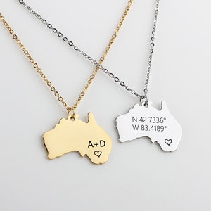 Collier australien personnalisé, breloque australienne personnalisée, bijoux pendentifs dans l'arrière-pays australien, cadeau de déménagement, bijoux Australie