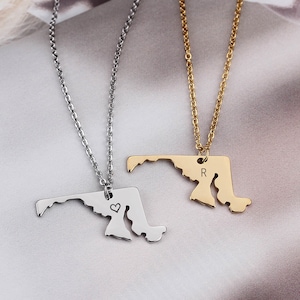 Maryland Zustand Charm Halskette, MD Zustand Halskette, Silber Maryland Zustand Halskette, Zustand geformt Halskette, bester Freund Geschenk