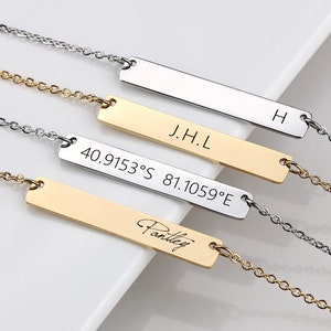 Personalized Bar Necklace, Name Necklace, bridesmaid necklace,  bar necklace, bridesmaid gift, Custom Coordinate Bar Necklace