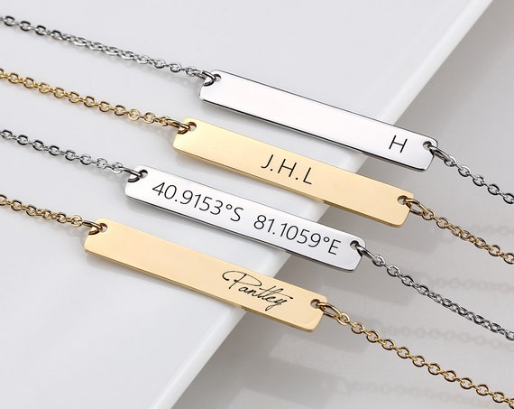 Personalized Bar Necklace Gold Bar Necklace Custom Name Bar