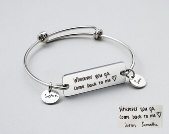 Gepersonaliseerde daadwerkelijke handschrift armband, armband vingerafdruk, handtekening sieraden, aandenken armband, gegraveerde naam armband