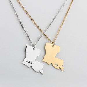 Nach Maß Louisiana Halskette - Louisiana Map Anhänger - Zustand Halskette - Zustand Charme - Karte Halskette - Karte Schmuck-Valentinstag Geschenk