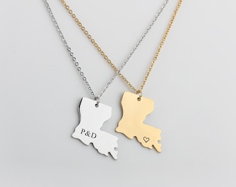 Custom Made Louisiana Necklace - Louisiana Map Pendant - State Necklace - State Charm - Map necklace - Map Jewelry-Valentine's Day Gift