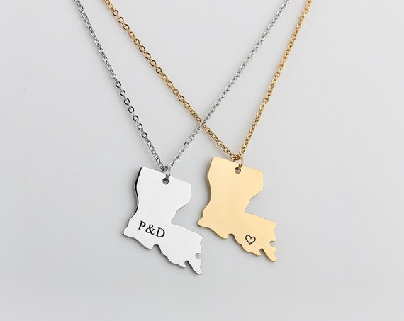 Custom Made Louisiana Necklace Louisiana Map Pendant State 