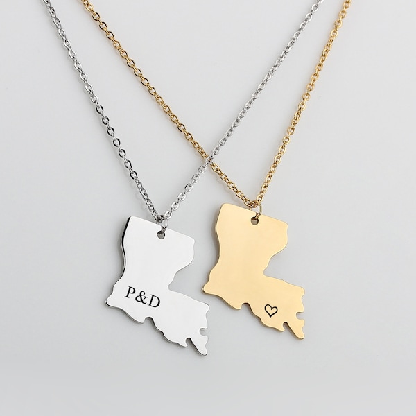 Custom Made Louisiana Necklace - Louisiana Map Pendant - State Necklace - State Charm - Map necklace - Map Jewelry-Valentine's Day Gift