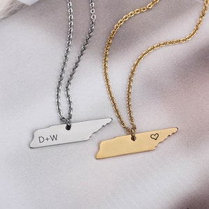 Custom Tennessee Necklace, TN Necklace, Tennessee Jewelry, TN Jewelry, Tennessee Lover, Tennessee State Jewelry, State Necklace, Home State