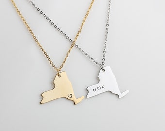 New York ketting, New York State Charm, State Jewelry hanger, aangepaste naam vriendschap charme, reizende aandenken, beste vriend cadeau