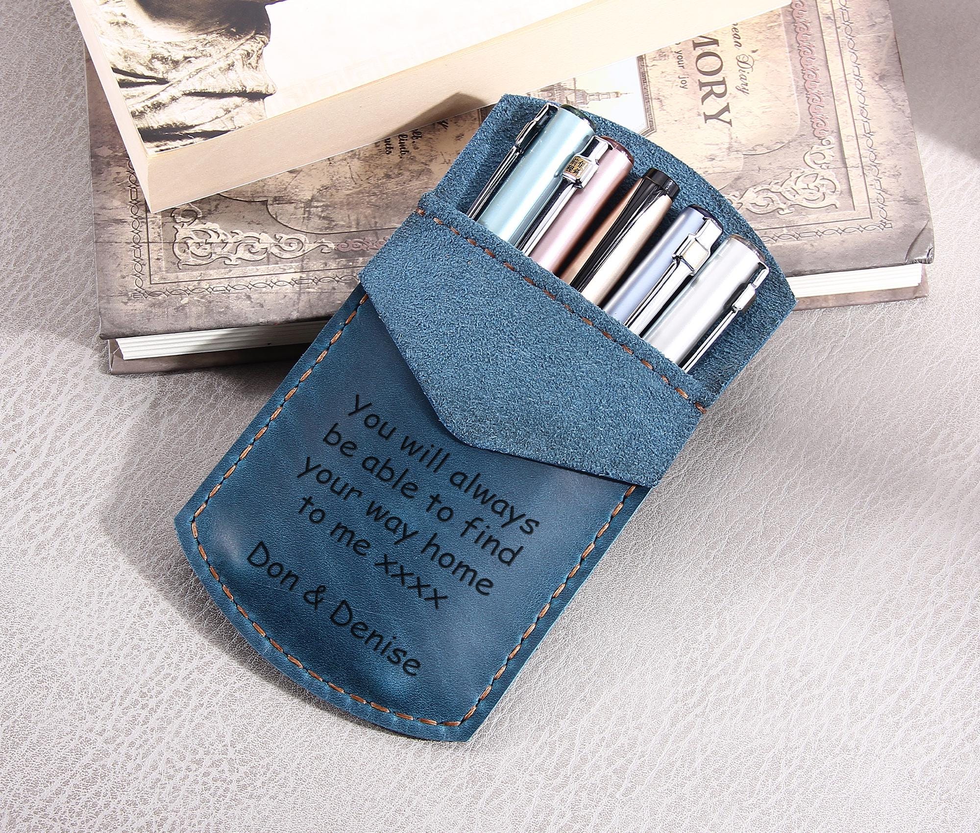Personalized Pocket Protector, Pencil Case, Leather Pen Pouch, Fountain ...
