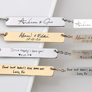 Actual Handwriting Jewelry,Signature Necklace, Custom Handwriting Necklace, Gift for Her, Memorial Jewelry, Personalized Bar Jewelry