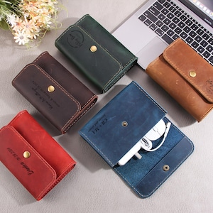 Organizer per cavi in pelle personalizzato, borsa organizer per caricabatterie in pelle, regalo per viaggiatori, uomini d'affari, sposo, custodia per laptop e mouse