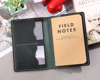 Personalisierte Leder Notebook-Cover, benutzerdefinierte Leder Pocket Cover, handgemachte Leder Journal Cover für 3,5 "x5,5" Field Notes Journal Notebook