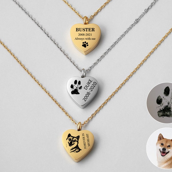 Pet Urn Necklace, Cremation Jewelry, Pet Portrait Memorial Jewelry, Heart Cremation Necklace, Pet Loss Gifts, Pet Urn Ashes, Ashes Necklace