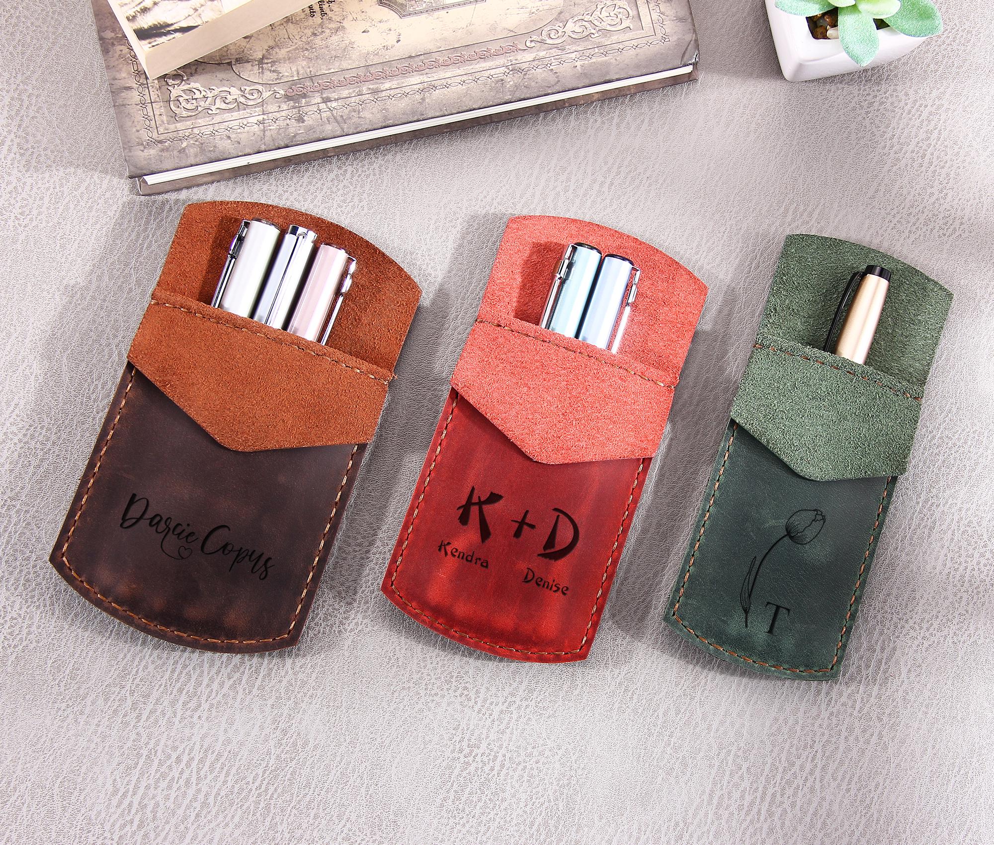 Personalized Pocket Protector, Pencil Case, Leather Pen Pouch, Fountain ...