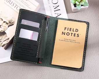 Personligt läderomslag för Moleskine Cahier Notebook, 8,5 x 13,5 cm anteckningsomslag, personligt presentomslag, återfyllningsbart fickomslag