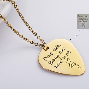 Actual Fingerprint Necklace, Personalized Hand-print Necklace, Baby Footprints Guitar Pick Necklace,  Memorial Fingerprint Jewelry