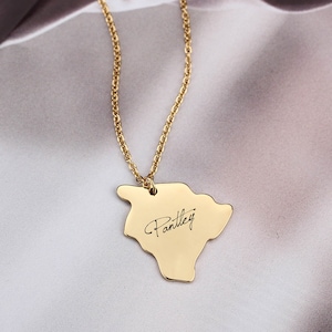 Dije del estado de Hawái, collares personalizados del estado, collar hawaiano de la Gran Isla, corazón de joyería de Hawái, collar con dije de Hawái