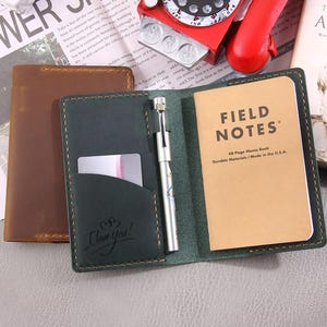 Personalized Leather notebook Cover refillable, Leather Pocket Notebook, Journal Cover for  Field notes cover 3.5&quot;x5.5&quot;, Groomsmen Gift,