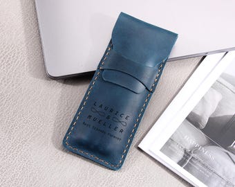 Personalized Leather Fountain Pen Holder, Leather Pen Pouch, Custom Pencil Case Holder, Father's Day Gift, Pen Sleeve, Anniversary Gift
