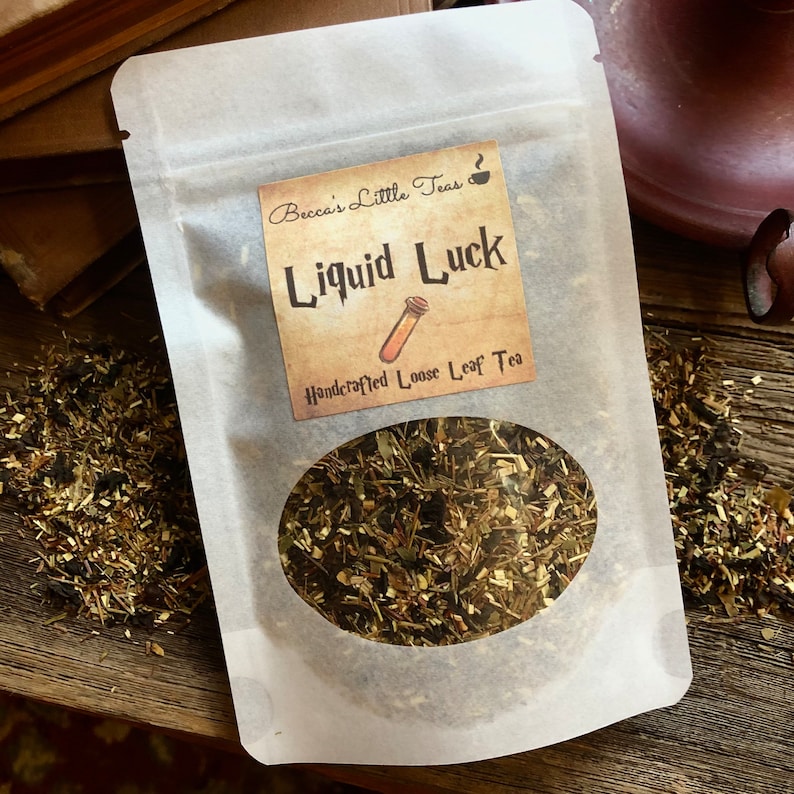 Liquid Luck Inspired Tea Bookish Wizard Inspired tea, Magical, Gift Ideas, Liquid Luck, Potion, Gold image 1