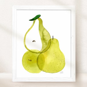 Etsy's Pick Pears Kitchen Art Print, Kitchen Wall Art, Nursery Home Decor, Bakers Decor, Spring, Summer Decor, Fruit Print, New Mom Gifts image 2