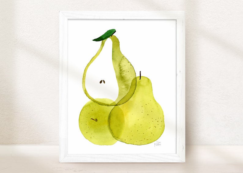 Etsy's Pick Pears Kitchen Art Print, Kitchen Wall Art, Nursery Home Decor, Bakers Decor, Spring, Summer Decor, Fruit Print, New Mom Gifts image 2