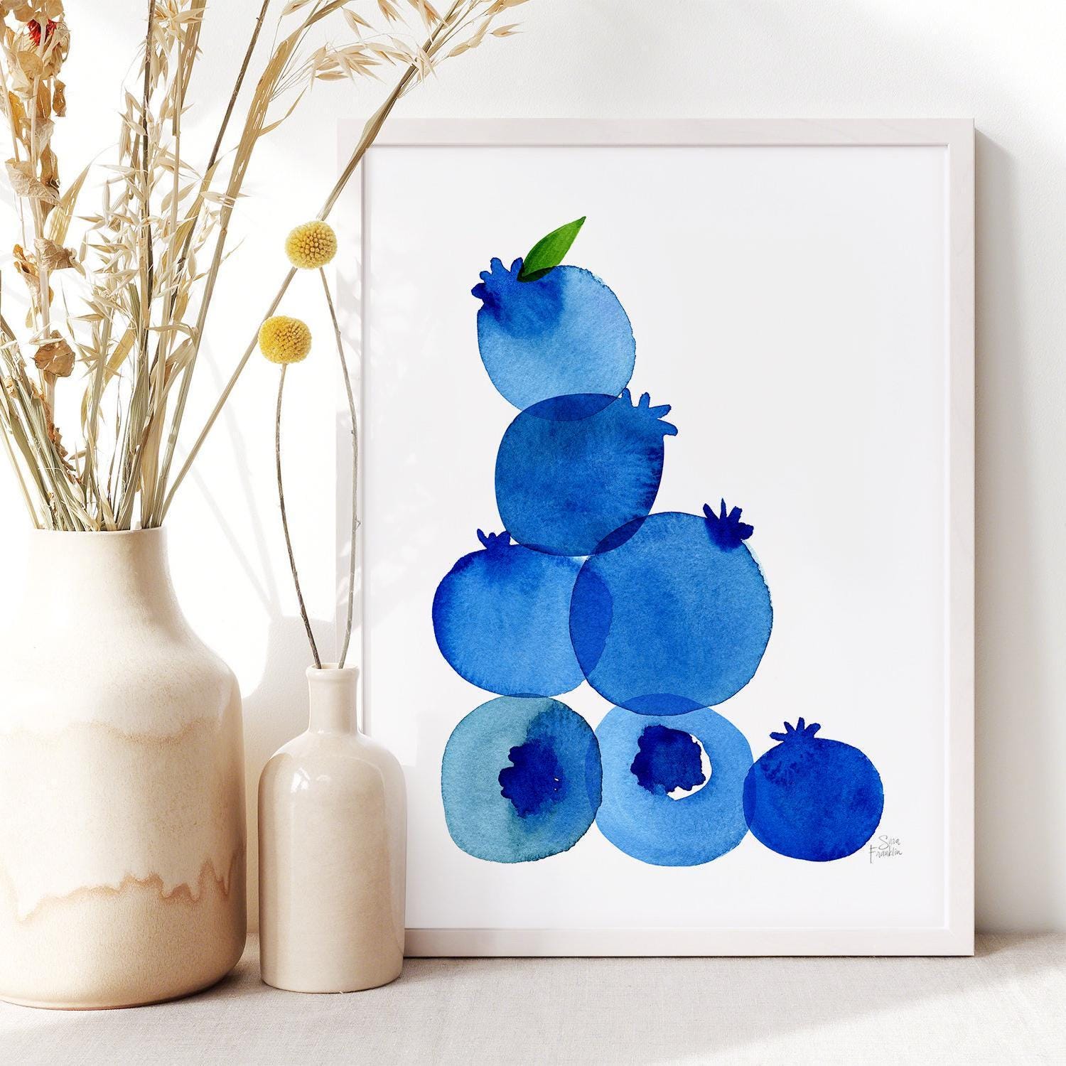 Etsy's Pick Blueberry Print by Sara Franklin, Kitchen Wall Art, Nursery ...