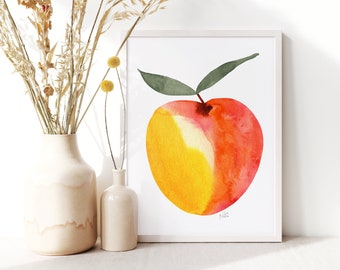 Etsy's Pick Peach Kitchen Art Print, Kitchen Wall Art, Nursery Home Decor, Georgia Decor, Spring, Summer Decor, Fruit Print