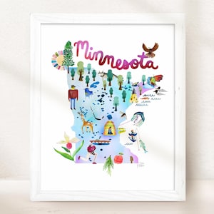 Etsy&#39;s Pick Minnesota Map Art Print, Minnesota Art, Map of Minnesota, Wedding Gift, Military Gift, State Map Prints Minnesota Decor, MN Gift