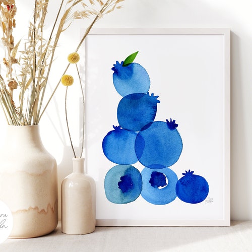 Kitchen Art Print Blueberry Summer Fruit Art / High Etsy