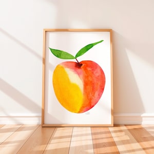 Etsy&#39;s Pick Peach Kitchen Art Print, Kitchen Wall Art, Nursery Home Decor, Georgia Decor, Spring, Summer Decor, Fruit Print